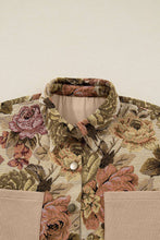 Load image into Gallery viewer, Floral Waffle Knit Patchwork Chest Pocket Buttoned Jacket: Khaki / XL