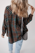 Load image into Gallery viewer, Plaid Chest Pockets Buttoned Shirt Jacket: Brown / M