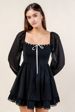 Load image into Gallery viewer, SWISS DOT CHIFFON RUFFLED TIERED MINI DRESS