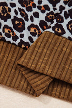 Load image into Gallery viewer, Leopard Floral Ribbed Patchwork Pullover: Brown / M