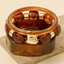 Load image into Gallery viewer, Mixed Square Resin Bangle And Beads Bracelet Set