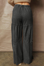 Load image into Gallery viewer, Mineral Wash Patchwork Wide Leg Drawstring Pants: Vineyard Green / L