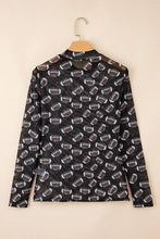Load image into Gallery viewer, Game Day Football Mesh Sheer Long Sleeve Top: Black / M