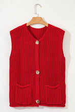 Load image into Gallery viewer, Solid Textured Buttoned Oversized Sweater Vest