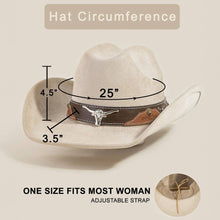 Load image into Gallery viewer, Western Long Horn Faux Leather Strap Cowboy Hat