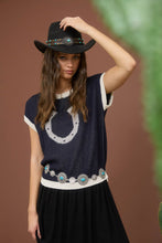 Load image into Gallery viewer, HORSESHOE SHORT SLEEVE KNIT SWEATER