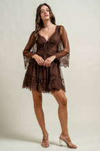 Load image into Gallery viewer, DOTTED MESH WITH EYELASH TRIMME SHORT DRESS