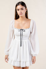 Load image into Gallery viewer, SWISS DOT CHIFFON RUFFLED TIERED MINI DRESS