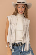 Load image into Gallery viewer, Faux Leather Fringe Braided Yoke Crop Waist Vest