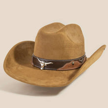 Load image into Gallery viewer, Western Long Horn Faux Leather Strap Cowboy Hat