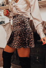 Load image into Gallery viewer, Leopard Tiered Patchwork Mini Skirt: Brown / S