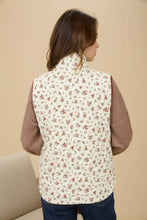 Load image into Gallery viewer, FLORAL QUILTED ZIP-UP PUFFER VEST