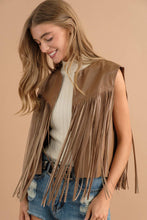 Load image into Gallery viewer, Faux Leather Fringe Braided Yoke Crop Waist Vest