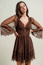 Load image into Gallery viewer, DOTTED MESH WITH EYELASH TRIMME SHORT DRESS