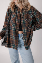 Load image into Gallery viewer, Plaid Chest Pockets Buttoned Shirt Jacket: Brown / M