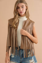 Load image into Gallery viewer, Faux Leather Fringe Braided Yoke Crop Waist Vest
