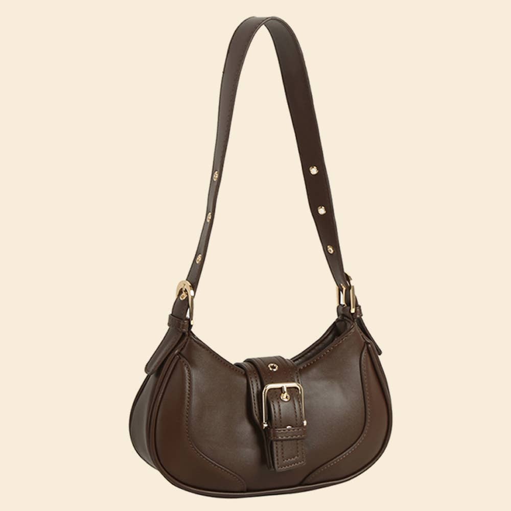 Leather Buckle Flap Shoulder Bag