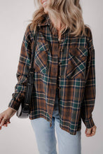 Load image into Gallery viewer, Plaid Chest Pockets Buttoned Shirt Jacket: Brown / M