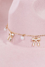 Load image into Gallery viewer, Ribbon Bow Pearl Chain Western Cowboy Hat