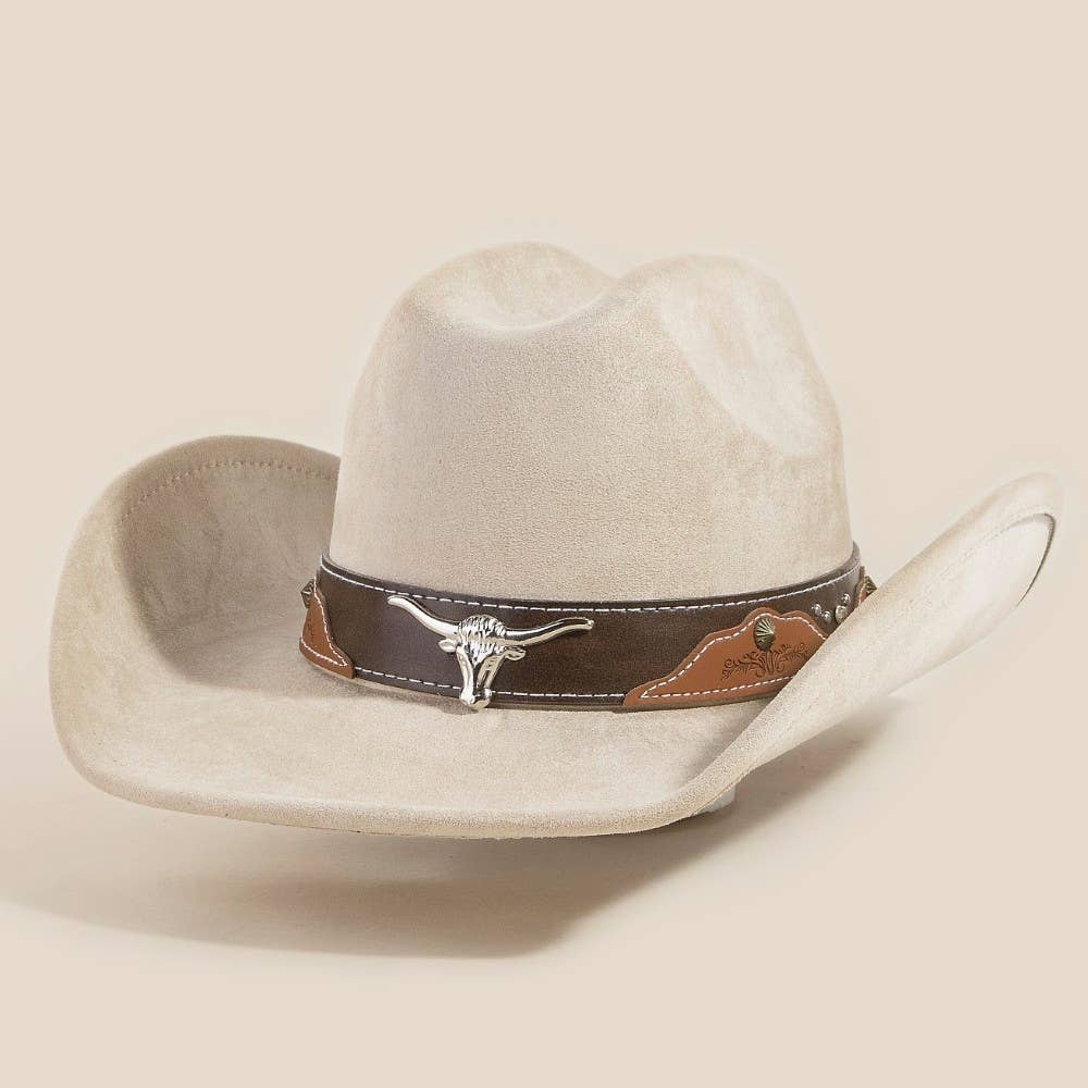Western Long Horn Faux Leather Strap Cowboy Hat
