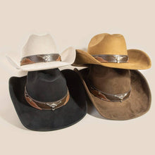 Load image into Gallery viewer, Western Long Horn Faux Leather Strap Cowboy Hat