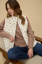 Load image into Gallery viewer, FLORAL QUILTED ZIP-UP PUFFER VEST