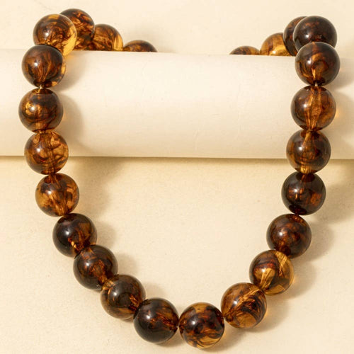 Large Tortoise Shell Ball Beaded Necklace