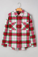 Load image into Gallery viewer, Plaid Flannel Buttoned Christmas Shacket