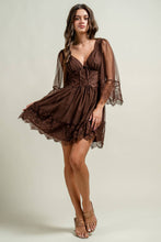 Load image into Gallery viewer, DOTTED MESH WITH EYELASH TRIMME SHORT DRESS