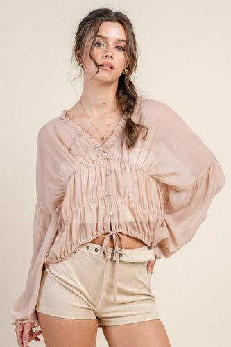 CREPE CHIFFON LONG SLEEVE TOP