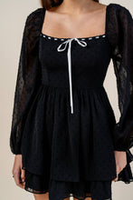 Load image into Gallery viewer, SWISS DOT CHIFFON RUFFLED TIERED MINI DRESS