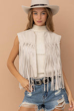 Load image into Gallery viewer, Faux Leather Fringe Braided Yoke Crop Waist Vest