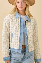 Load image into Gallery viewer, Floral Print Quilted Denim Jacket