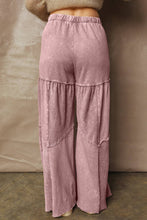 Load image into Gallery viewer, Mineral Wash Patchwork Wide Leg Drawstring Pants: Vineyard Green / L