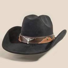 Load image into Gallery viewer, Western Long Horn Faux Leather Strap Cowboy Hat