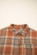 Load image into Gallery viewer, Plus Size Plaid Flap Pocket Buttoned Shacket: Brown / 4X