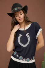 Load image into Gallery viewer, HORSESHOE SHORT SLEEVE KNIT SWEATER