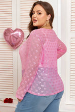 Load image into Gallery viewer, Plus Size Bow Embroidered Long Sleeve Mesh Top