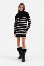 Load image into Gallery viewer, STRIPE MOCK NECK LONG SLEEVE KNIT SWEATER DRESS