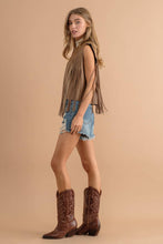 Load image into Gallery viewer, Faux Leather Fringe Braided Yoke Crop Waist Vest