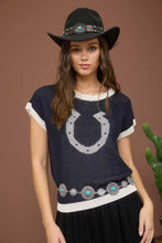 Load image into Gallery viewer, HORSESHOE SHORT SLEEVE KNIT SWEATER