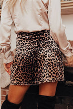 Load image into Gallery viewer, Leopard Tiered Patchwork Mini Skirt: Brown / M