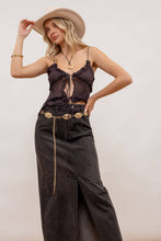 Load image into Gallery viewer, PANELED DENIM MIDI SKIRT