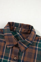 Load image into Gallery viewer, Plaid Chest Pockets Buttoned Shirt Jacket: Brown / S