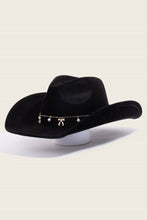 Load image into Gallery viewer, Ribbon Bow Pearl Chain Western Cowboy Hat