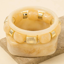 Load image into Gallery viewer, Mixed Square Resin Bangle And Beads Bracelet Set