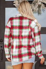 Load image into Gallery viewer, Plaid Flannel Buttoned Christmas Shacket