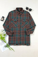 Load image into Gallery viewer, Plaid Chest Pockets Buttoned Shirt Jacket: Brown / M
