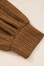 Load image into Gallery viewer, Leopard Floral Ribbed Patchwork Pullover: Brown / M