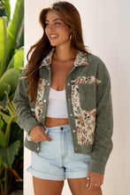 Load image into Gallery viewer, Floral Ribbed Corduroy Patchwork Shirt Jacket: Sage Green / L